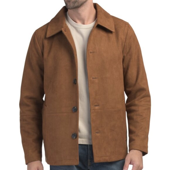 NEW 7 FOR ALL MANKIND Soft Faux Suede Jacket in Whiskey for men 925 4m2 - Picture 4 of 5